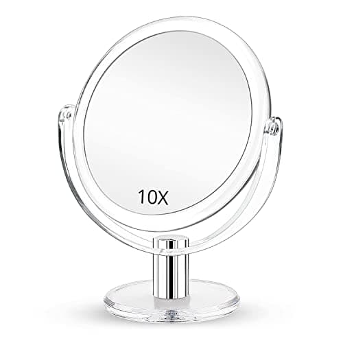 Fabuday Magnifying Makeup Mirror Double Sided 7 Inch Tabletop Mirror with 1X & 10X Magnification, Magnified Desk Mirror for Makeup, Cosmetic Vanity Mirror with Stand and 360° Rotation, Acrylic - Image 1