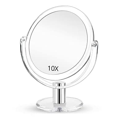 Fabuday Magnifying Makeup Mirror Double Sided 7 Inch Tabletop Mirror with 1X & 10X Magnification, Magnified Desk Mirror for Makeup, Cosmetic Vanity Mirror with Stand and 360° Rotation, Acrylic - Image 1