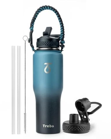 Trebo 40 oz Water Bottle Insulated Fit in Any Car Cup Holder,Triple Wall Vacuum Insulated Water Bottle (Cold for 48 Hrs, Hot for 24 Hrs),Leakproof Stainless Steel Tumbler Flask with Paracord Handle - Image 1