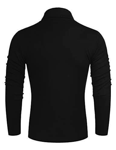 Poriff Mens Casual Basic Designed Knit Long Sleeve Slim Fit Knitwear Pullover Sweater Black S - Image 3