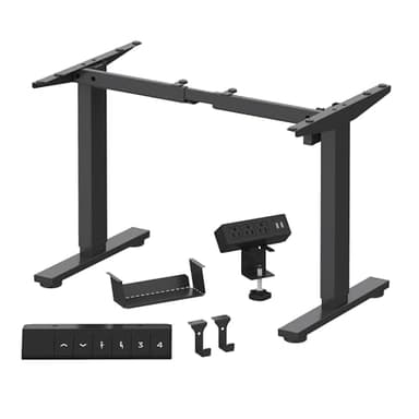 FLEXISPOT Standing Desk Frame with Clamp Power Strip and Cable Management Tray, Electric Sit Stand Desk Base with Memory Controller for Home and Office (Black Frame Only) - Image 1