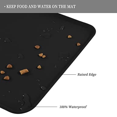 Reopet Waterproof Pet Feeding Mat with High Raised Edges, Heavier and Thicker Placemats for Cat Dog Water Bowl with BPA Free, Dogs Cats Food Mats for Messy Drinkers to Prevent Spill and Protect Floors - Image 4