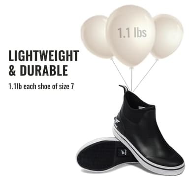 8 Fans Mens Deck Boots, Waterproof Rubber Rain Boots, Anti-slip Fishing Booties, Short Ankle Shoes for Boating, Outdoor, Size 7-14 (Black, Adult, Men, 12, Numeric, US Footwear Size System, Medium) - Image 2