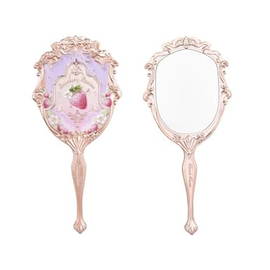 Flower Knows Violet Strawberry Rococo Hand Mirror,Vintage Portable Handheld Mirror,Fancy & Pretty Princess Mirror with Long Handle,Gift for Girls(Wisteria Purple) - Image 1