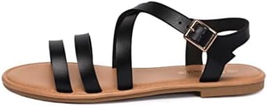 Women's Ankle Strap Flat Sandals Open Toe Breathable Summer Fisherman Sandals Adjustable Buckle Crossed Strappy Two Band Comfy Casual Gladiator Sandal - Image 4
