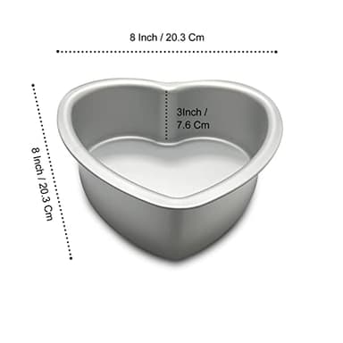 kefyixc Heart-shaped cake pan, heart-shaped cake tin, aluminum, 3-inch deep, 8-inch heart-shaped, for weddings, parties, family and other occasions cake (8 x 3 Inch) - Image 2