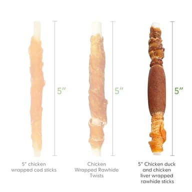 MON2SUN Dog Treats, Triple Flavor 5 Inch Chicken Liver Duck and Chicken Wrapped Rawhide Snacks for Small and Medium Dogs, 21.16 Oz (30 Count-Pack of 1) - Image 6