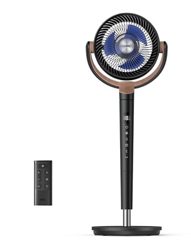 Dreo Standing Fan, 120°+120°Omni-directional Oscillating Fan For Bedroom, 85 ft Circulator With Remote, DC Motor Quiet Pedestal Fans, Adjustable Height, 8 Speeds, 3 Modes, 8H Timer, Home, Black - Image 1
