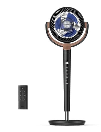 Dreo Standing Fan, 120°+120°Omni-directional Oscillating Fan For Bedroom, 85 ft Circulator With Remote, DC Motor Quiet Pedestal Fans, Adjustable Height, 8 Speeds, 3 Modes, 8H Timer, Home, Black - Image 1