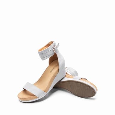 DREAM PAIRS Women's Open Toe Buckle Ankle Strap Platform Wedge Sandals Summer Shoes,Size 10,Grey,NINI-6 - Image 2