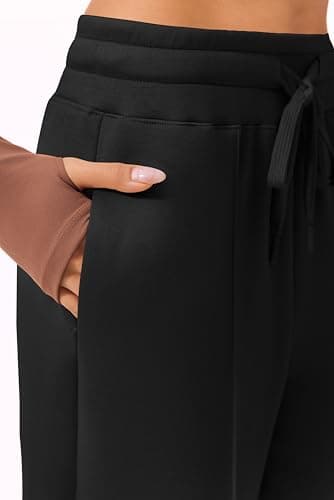 PINSPARK Wide Leg Sweatpants for Women's High-Waist Loose Fitting Pants with Slanted Hand Pockets Spring Fall Black M - Image 3