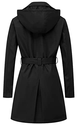 CREATMO US Women's Dress Coats Double-Breasted Trench Coat with Belt Black M - Image 2