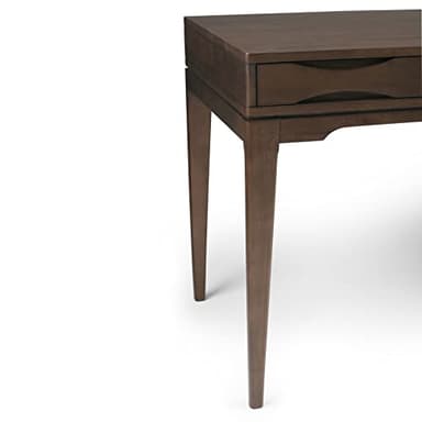 SIMPLIHOME Harper Desk - 60-Inch Wide Solid Hardwood Writing Desk in Walnut Brown, Mid-Century Modern Home Office Computer Table for Workspace or Study with 2 Drawers and Flip-Down Keyboard Tray - Image 9