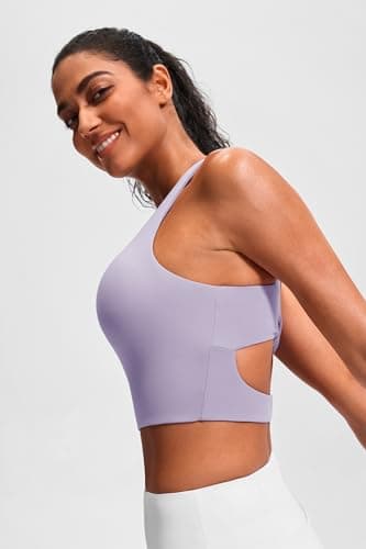 JOYSPELS Sports Bras for Women Extra Comfort Criss-Cross Back Padded Workout Tops for Women Medium Support Light Purple - Image 3