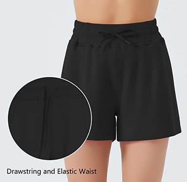 THE GYM PEOPLE Women's Drawstring Sweat Shorts High Waisted Summer Workout Lounge Shorts with Pockets Black - Image 5