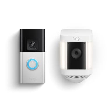 Ring Battery Doorbell Pro with Ring Spotlight Cam Plus, White - Image 1