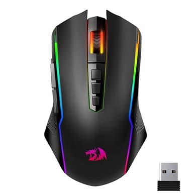 Redragon Wireless Gaming Mouse, Tri-Mode 2.4G/USB-C/Bluetooth Mouse Gaming, 12000 DPI, RGB Backlit, Fully Programmable, Rechargeable Wireless Computer Mouse for Laptop PC Mac, Black - Image 1