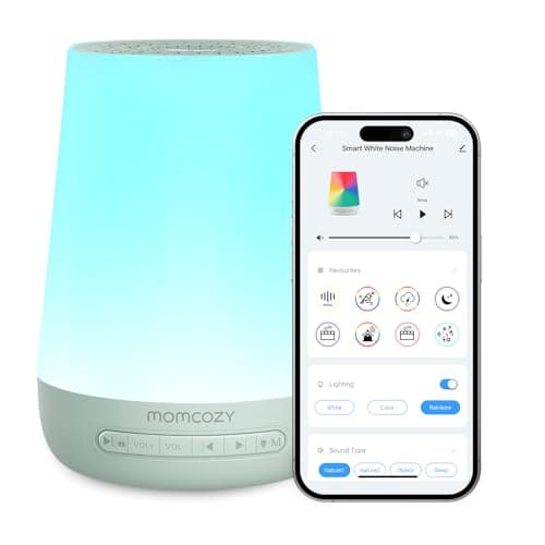 Baby Sound Machine, Momcozy White Noise Machine for Baby Sleeping with Night Light, Toddler Sleep Trainer with 34 Soothing Sounds, Timer, App Remote Control, Personal Sleep Routine(Green) - Image 1