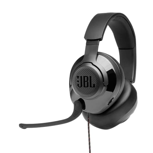 JBL Quantum 200 - Wired over-ear gaming headset with Voice focus directional flip-up mic and memory foam ear cushions (Black) - Image 1