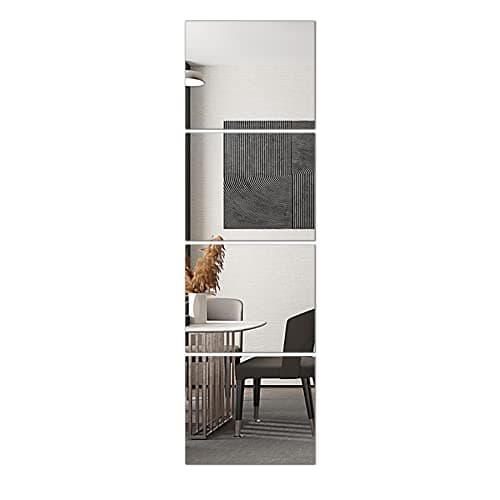 Delma Glass Full Length Wall Mirror Tiles, 14'' x 12'' 4PCS, Frameless Body Tiles for Bedroom, Mounted Home Gym, Door - Image 1