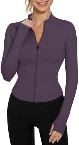 LUYAA Women's Workout Jacket Lightweight Zip Up Yoga Jacket Cropped Athletic Slim Fit Tops - Image 3