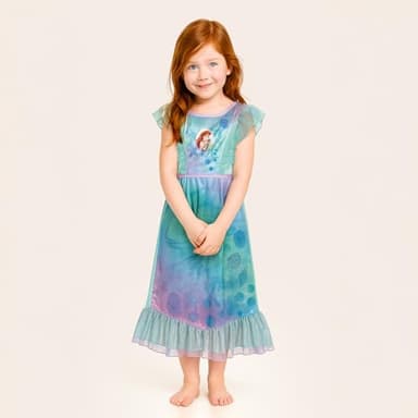 Disney Girls' Little Mermaid Fantasy Gown Nightgown, WATERCOLOR ARIEL 2, Size 8 - Image 2