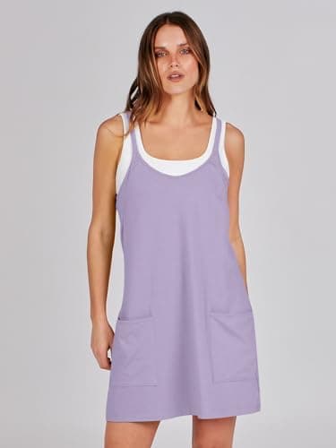 Prinbara Women Athletic Tennis Dress Summer Workout Sports Mini Romper Dress Built in Shapewear Shorts Sundress 2025 Outfits Lilac X-Small - Image 8