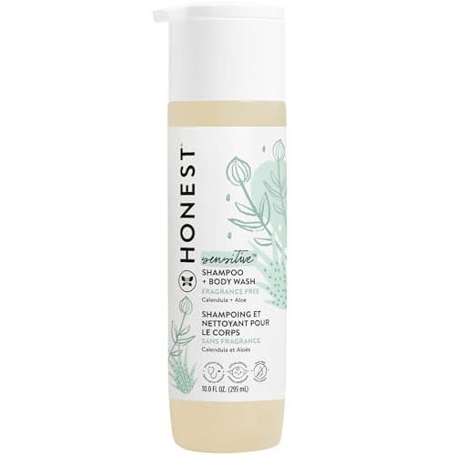 The Honest Company 2-in-1 Cleansing Shampoo + Body Wash for Sensitive Skin | Gentle for Baby | Naturally Derived, Tear-free, Hypoallergenic | Fragrance Free, 10 fl oz - Image 1