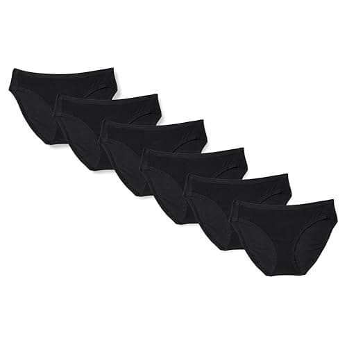 Amazon Essentials Women's Cotton Bikini Brief Underwear (Available in Plus Size), Pack of 6, Black, Medium - Image 1