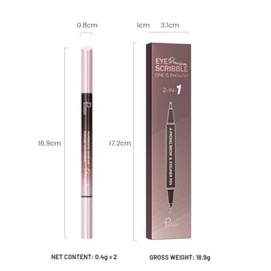 Pudaier 2-in-1 Curved Eyebrow Pen & Eyeliner with 10Pcs Brow Stencils, Microblading Eyebrow Pencil, Waterproof & Long Lasting, Truffle - Image 9
