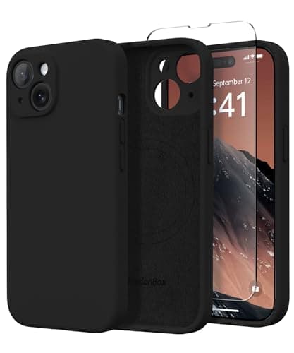 SuydanBox Magnetic for iPhone 13 Case, Compatible with MagSafe, [Full Camera Protection][Screen Protector] Silicone Shockproof Protective Phone Case for iPhone 13 6.1", Black - Image 1