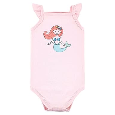 Hudson Baby Unisex Baby Cotton Sleeveless Bodysuits Coral Mint Mermaid, 9-12 Months - Image 2