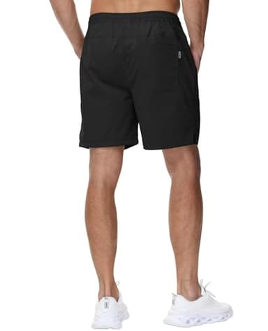 Yundobop Men's Casual 7 Inch Shorts Twill Drawstring Summer Beach Stretch Golf Shorts with Zipper Pockets Black 42 - Image 3