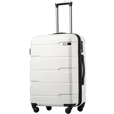 Coolife Luggage 21 x 8.5 x 15 Airline Approved Suitcase PC+ABS Spinner Built-In TSA lock Hardside Lightweight wheels (white, S(20in_carry on)) - Image 1