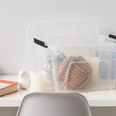 IRIS USA 19 Qt Stackable Plastic Storage Bins with Lids, 6 Pack - BPA-Free, Made in USA - See-Through Organizing Solution, Latches, Durable Nestable Containers, Secure Pull Handle - Clear - Image 9