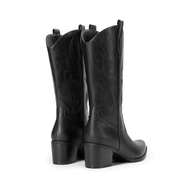 DREAM PAIRS Women's Square Toe Cowboy Cowgirl Boots Embroidered Mid Calf Western Boots Fashion Dress Low Chunky Heel Boots for Theme Party Country Concert,Size 8.5,Black-Pu,DWUMMB2502 - Image 5