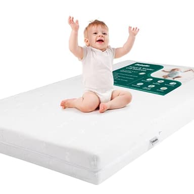 BABELIO Breathable Crib Mattress, Dual-Sided, Memory Foam, Waterproof, Removable and Machine-Washable Cover, for Toddler and Baby 52" x 27.5" - Image 1