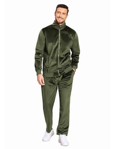 COOFANDY Track Suits 2 Piece Velvet Sweatsuits Long Sleeve Jacket and Pants Sets Zipper Party Outfits for Men - Image 5
