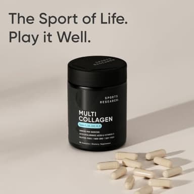 Sports Research® Multi Collagen Pills for Women & Men - Collagen Peptides (Type I, II, III, V, X) Enhanced with Hyaluronic Acid & Vitamin C - Gluten Free ­· Non-GMO - 90 Capsules - Image 7
