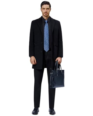 Alimens & Gentle Mens Dress Shirts 4-Way Stretch Long Sleeve Collared Casual Solid Wedding Dating Button Down Shirt Black - Image 5