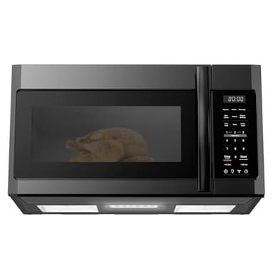 BLACK+DECKER Over the Range Microwave Oven with Vent and One-Touch Auto Cooking, 1.7 cu. ft. OTR Over Stove Microwave, Black, 1000 Watts, EM044K6CF-BK - Image 1