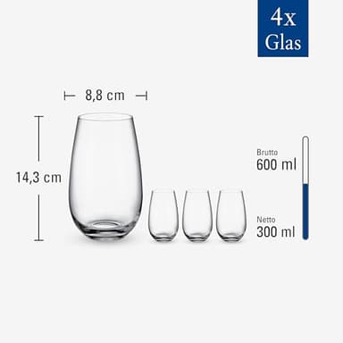 Villeroy & Boch Entrée Glass Tumbler Set of 4, Crystal Glass - Dishwasher Safe Construction - 20.75 Ounce Capacity - Image 4
