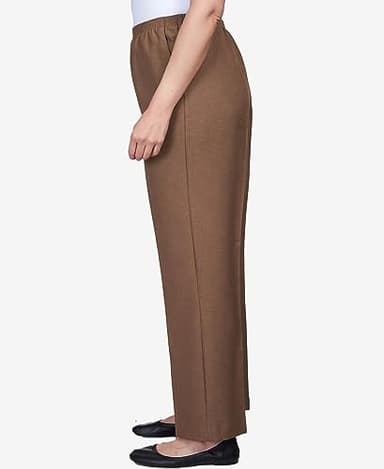 Alfred Dunner Womens Classic Signature Fit Textured Trousers with All-Around Elastic Waistband Taupe Size 18 - Image 8