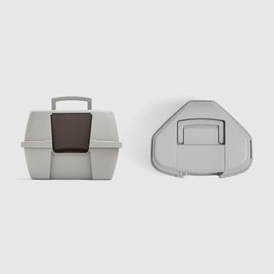 IRIS USA Corner Cat Litter Box Enclosed with Scoop - Privacy and Easy Access for Cleaning, Odor Defensive Hooded Litter Tray, Sturdy Stain Resisting Plastic, Fits in Most Corners, Gray - Image 9