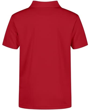 Nautica Boys' School Uniform Short Sleeve Polo Shirt, Button Closure, Moisture Wicking Performance Material, Red, 10-12 - Image 2