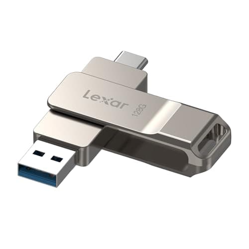 Lexar D40E 128GB Dual USB 3.2 Gen 1 Type-C Jump Drive, USB-C Flash Metal Housing Swivel Design Thumb Drive - Image 1
