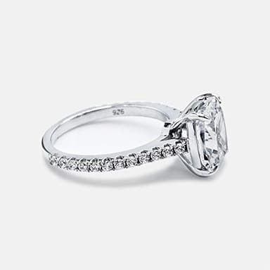 Bo.Dream 3ct Cushion Cut Cubic Zirconia CZ Engagement Rings for Women Platinum Plated Sterling Silver (6) - Image 3