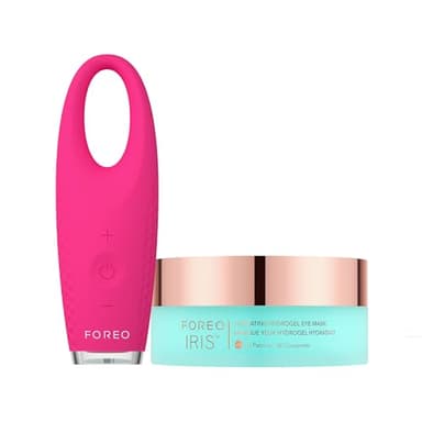 FOREO Eye Revive IRIS 2 Bundle - Lymphatic Drainage Eye Massager IRIS Hydrating Hydrogel Eye Mask, 60 pcs Dark Eye Circle Remover & Eye Bags Remover - Eye Puffiness Reducer - Fuchsia - Image 1