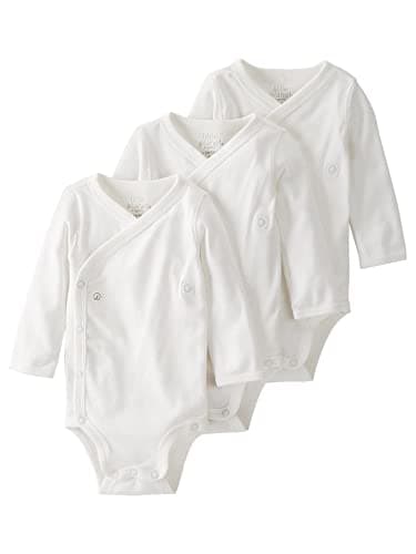 little planet by carter's unisex-baby 3-pack Long Sleeve Bodysuits made with Organic Cotton, Light Cream, Preemie - Image 1