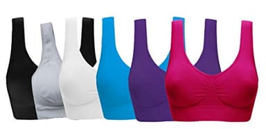Women's Comfort Workout Sports Bra Low-Impact Activity Sleep Bras Pack of 6 XXL - Image 1